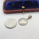 Sterling Silver Planished Circle Charm Pendant Vintage c1970