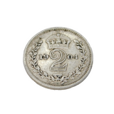 King Edward VII Sterling Silver Maudy Two Pence Coin Antique 1904 Fine Condition