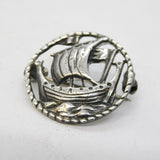 Scottish Style Sterling Silver Viking Ship Brooch Pin Vintage c1970s