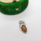 Sterling Silver Cabochon Amber Charm Pendant Vintage c1970