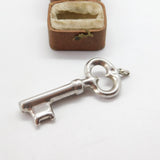Large Sterling Silver Key Form Pendant Medallion Vintage c1990