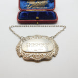 Sterling Silver Scallop Edge Sherry Decanter Label Vintage 1977 Birmingham