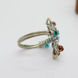 Sterling Silver Ring With Glass Beads Vintage c1970 Size K 1/2