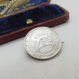 Sterling Silver King Edward VII One Shilling Coin Brooch 1902 Antique