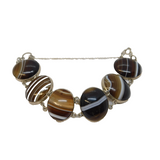 Victorian Sterling Silver & Banded Agate Cabochon Cuff Bracelet Antique