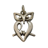 Sterling Silver Perched Owl Charm Pendant Vintage c1970