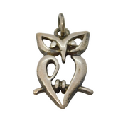 Sterling Silver Perched Owl Charm Pendant Vintage c1970