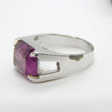 Silver Plated Costume Ring With Amethyst Vintage c1970 Size M 1/2
