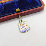 Sterling Silver and Enamel Alton Towers Shield Charm Pendant Vintage c1970