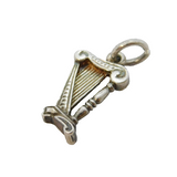 Sterling Silver Musical Harp Charm Pendant Vintage c1970