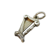 Sterling Silver Musical Harp Charm Pendant Vintage c1970