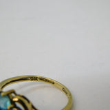 9ct Yellow Gold & Blue Topaz Floral Cluster Ring Vintage 2001 Birmingham