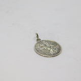 Sterling Silver Textured St Christopher Travel Charm Pendant Vintage c1970