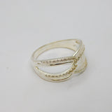 Sterling Silver Stylised Infinity Symbol CZ  Dress Ring Vintage c1990 Size R 1/2
