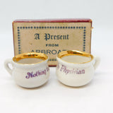 Scottish Boxed Pair of Miniature Souvenir Teacups & Saucers Antique c1890