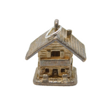 Sterling Silver Opening Ski Chalet Charm Pendant Vintage c1970s