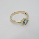 Sterling Silver Blue Topaz Modernist Dress Ring Vintage c1990 Size M 1/2