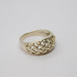 Sterling Silver Plait Patterned Rounded Front Dress Ring Vintage c1970 Size O