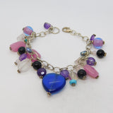 Chunky Sterling Silver Glass Set Charm Bracelet Vintage c1990s