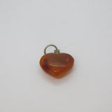 Sterling Silver Carved Carnelian Small Heart Form Charm Pendant Vintage c1970s