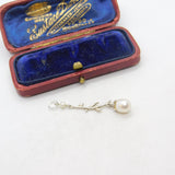 Sterling Silver & Pearl Set Floral Pattern Drop Pendant Vintage c1970