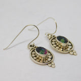 Pair of Sterling Silver Faceted Mystic Sapphire Hook Drop Earrings Vintage c1970