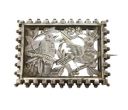 Victorian Aesthetic Movement Sterling Silver Sweetheart Bird Brooch Antique