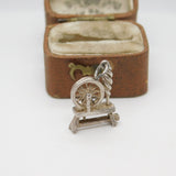 Sterling Silver Sewing Spinning Wheel Charm Pendant Vintage c1970