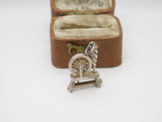 Sterling Silver Sewing Spinning Wheel Charm Pendant Vintage c1970