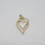 Sterling Silver Two Entwined Open Hearts Charm Pendant Vintage c1970