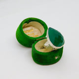Sterling Silver Faceted Peardrop Natural Green Stone Ring Vintage c1970 Size J