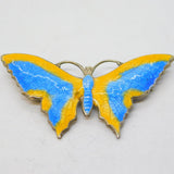 Sterling Silver & Colourful Enamel Butterfly Brooch Pin Antique c1940 Art Deco
