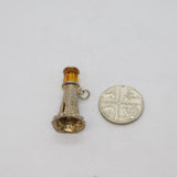 Sterling Silver Lighthouse With Orange Crystal Charm Pendant Vintage c1970s
