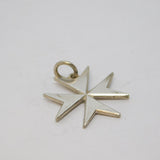 Sterling Silver Bevelled Edge Maltese Cross Charm Pendant Vintage c1970