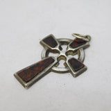 Victorian Scottish Sterling Silver & Agate Set Celtic Cross Pendant Antique