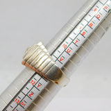 Sterling Silver CZ Stepped Front Chunky Signet Band Ring Modern c1990 Size X