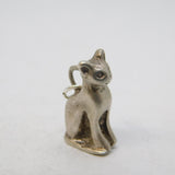 Sterling Silver Egyptian Cat Charm Pendant Vintage c1970s