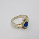 Sterling Silver Blue Chalcedony Twist Front Dress Band Ring Vintage c1970 Size P