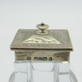 Victorian Pair of Sterling Silver & Cut Glass Ink Pots Antique 1848 Sheffield