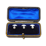 Art Deco Boxed Set of Mother of Pearl & Gold Dress Studs Antique c1920s