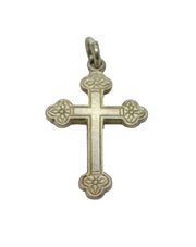 Sterling Silver Patterned Trefoil Cross Pendant Vintage c1970