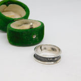 Sterling Silver Wide Two-Tone Wedding Band Ring Vintage c1970 Size S 1/2