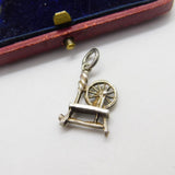 Sterling Silver Spinning Wheel Charm Pendant Vintage c1970