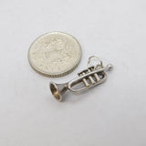 Sterling Silver Musical Trumpet Charm Pendant Vintage c1970s