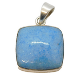 Sterling Silver Blue Agate Square Drop Charm Pendant Vintage c1970s