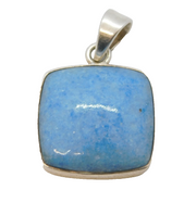 Sterling Silver Blue Agate Square Drop Charm Pendant Vintage c1970s