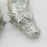 Pair of Silver Plated Novelty Horse Head Salt & Pepper Shakers Vintage c1990s