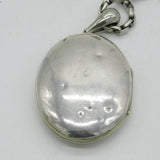 Victorian Sterling Silver Back & Front Ivy Leaf Locket Necklace Antique c1880