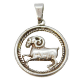 Sterling Silver Aries the Ram Zodiac Charm Pendant Vintage c1970
