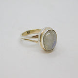 Sterling Silver Cabochon Moonstone Studio Dress Ring Modern c1990 Size L 1/2